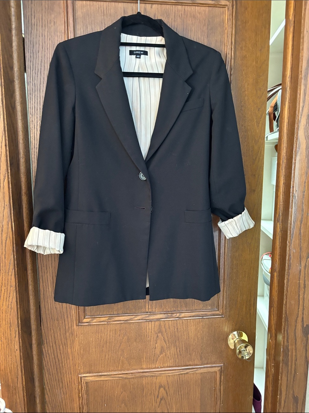 DREW Black Single-Button Notch-Lapel Blazer